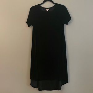 LuLaRoe Carly Dress- black ribbed velvet. Size XS.